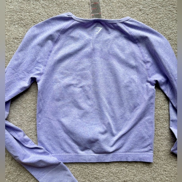 GYMSHARK VITAL SEAMLESS 2.0 LONG SLEEVE CROP TOP Lavendar size M - Picture 2 of 4